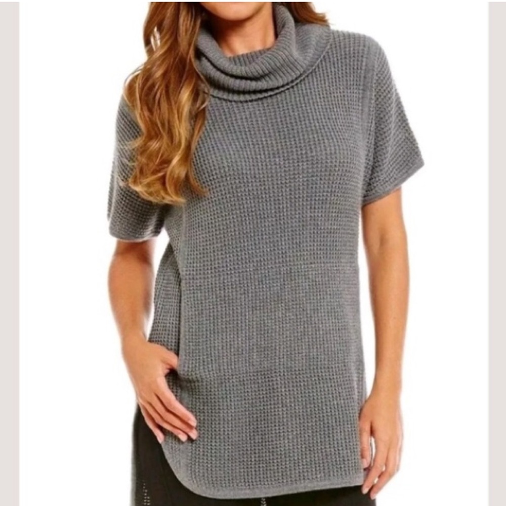 UGG gray cowlneck short sleeve waffle knit Selby tunic sweater M